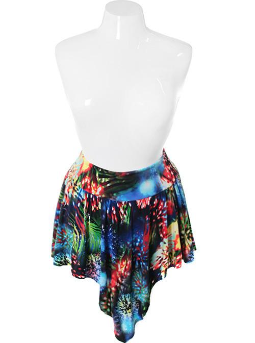 Plus Size Summer Firework Print Skirt