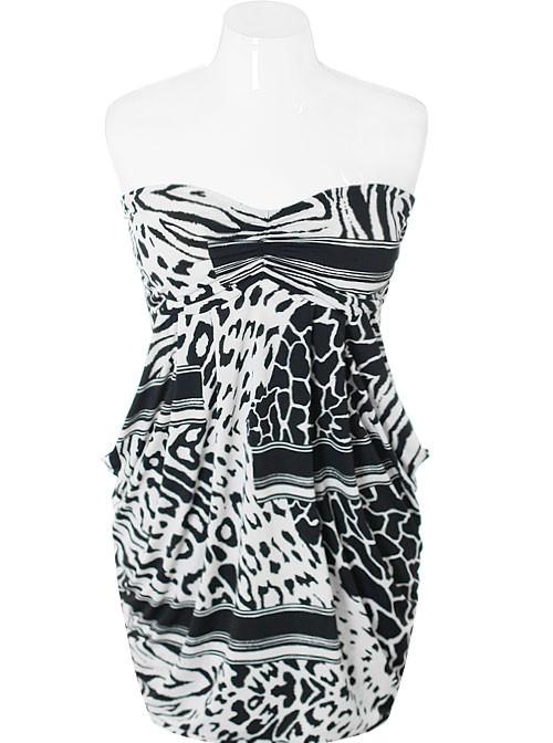 Plus Size Designer Cheetah White Bubble Dress