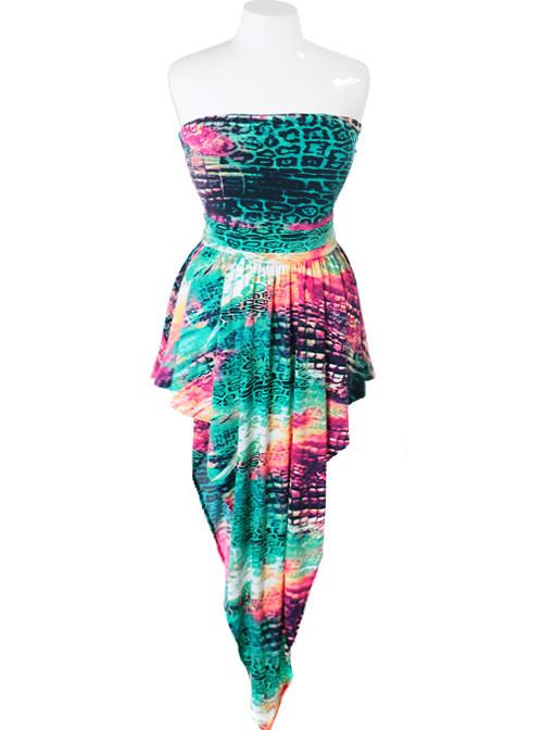 Plus Size Colorful Sunset Point Green Dress
