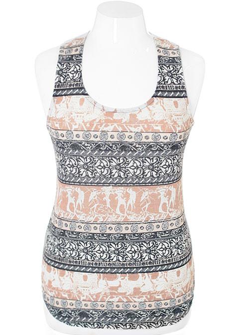 Plus Size Stylish Roman Taupe Tank