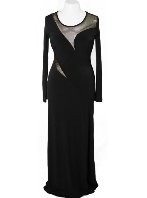 Plus Size Sparkling See Through Gold Maxi Dress