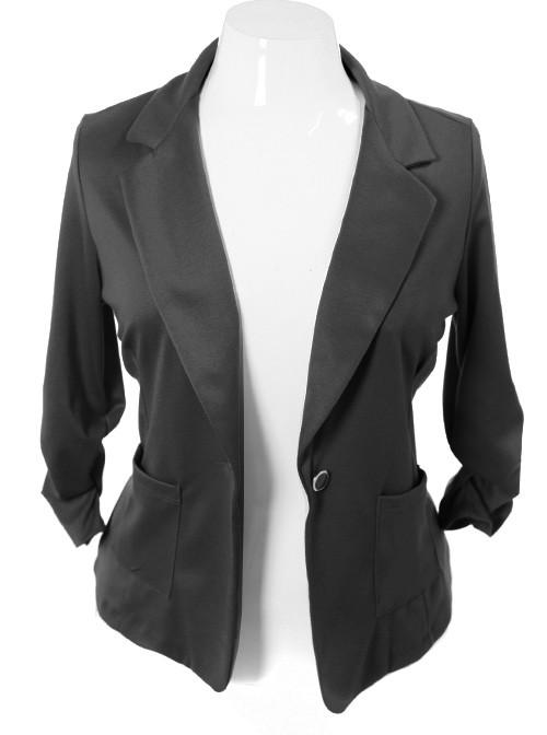 Plus Size Single Button Black Blazer