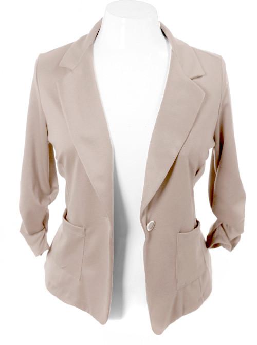 Plus Size Single Button Tan Blazer