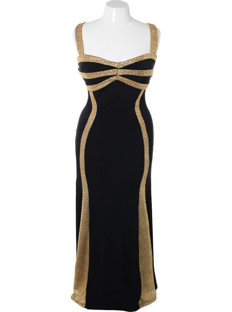 Plus Size Sparkling Gold Shimmer Maxi Dress
