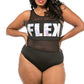 Plus Size Colorful Shining FLEX Bodysuit Top
