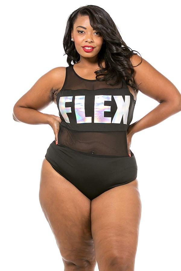Plus Size Colorful Shining FLEX Bodysuit Top