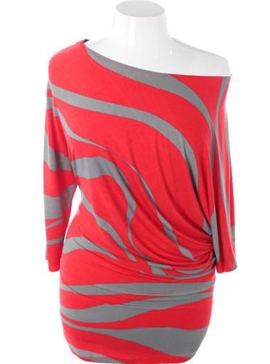 Plus Size Designer Sexy Swirl Long Top