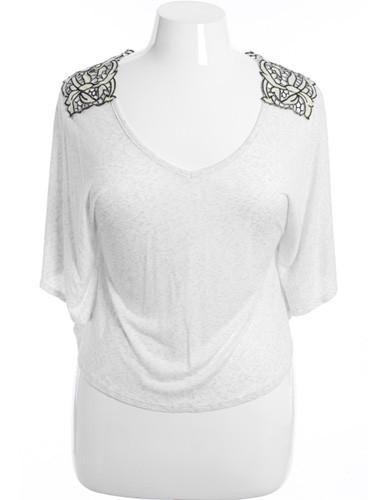 Plus Size See Through Lace Light White Half Tunic