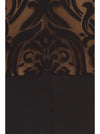 Plus Size Graceful Victorian Print Mesh Black Midi Dress