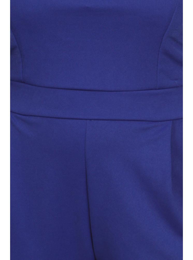 Plus Size Divine Plunging Neckline Blue Jumpsuit