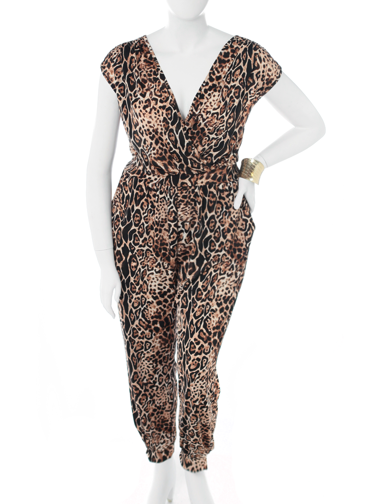 Plus Size Run Wild Leopard Jumpsuit