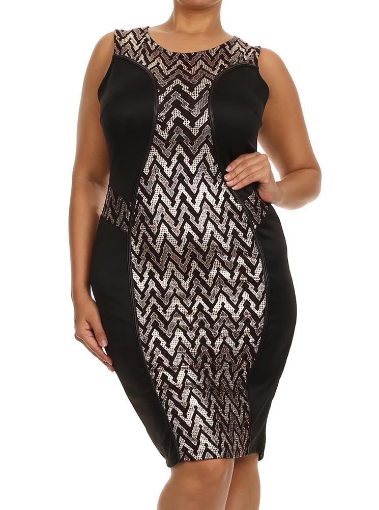 Plus Size Glam Silver Red Hue Dress