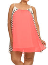 Plus Size Lovely Chevron Print Pink Frock Dress