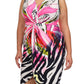 Plus Size Tropical Princess Front Knot Pink Dress