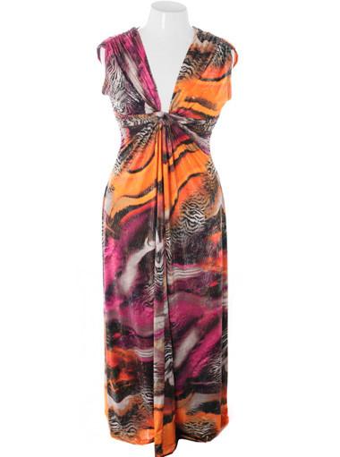 Plus Size Sexy Animal Print Floor Length Dress