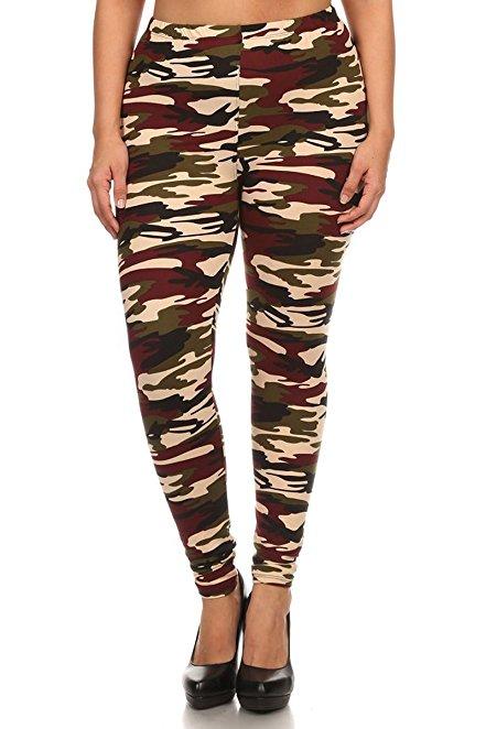 Plus Size Women Soft New Military Print Leggings