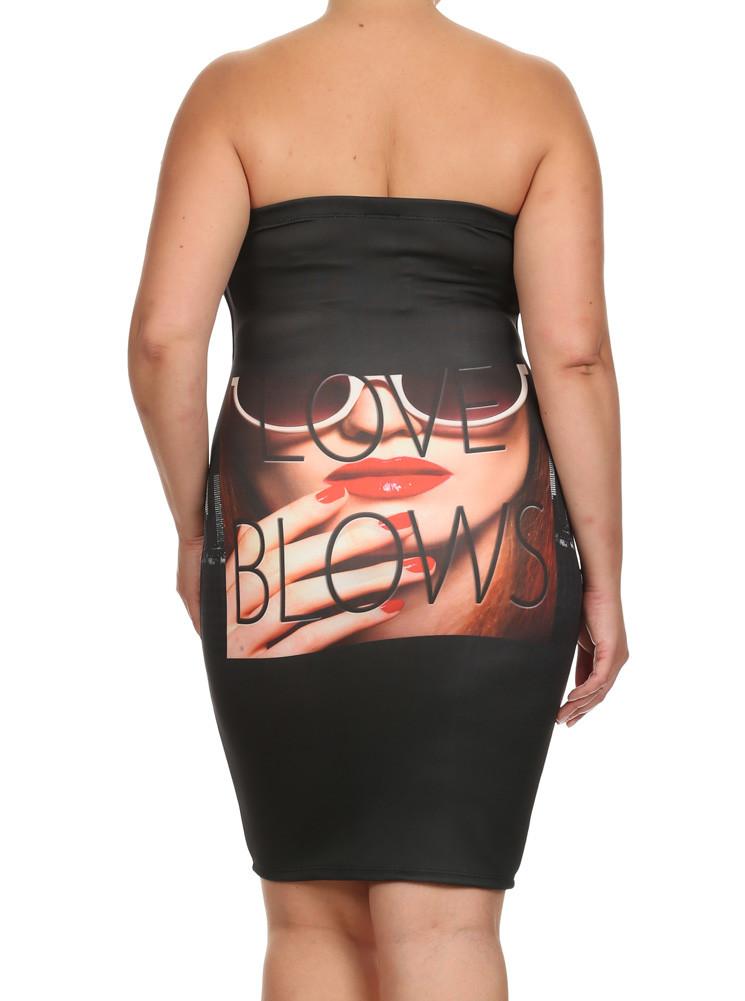 Plus Size Love Blows Graphic Print Dress