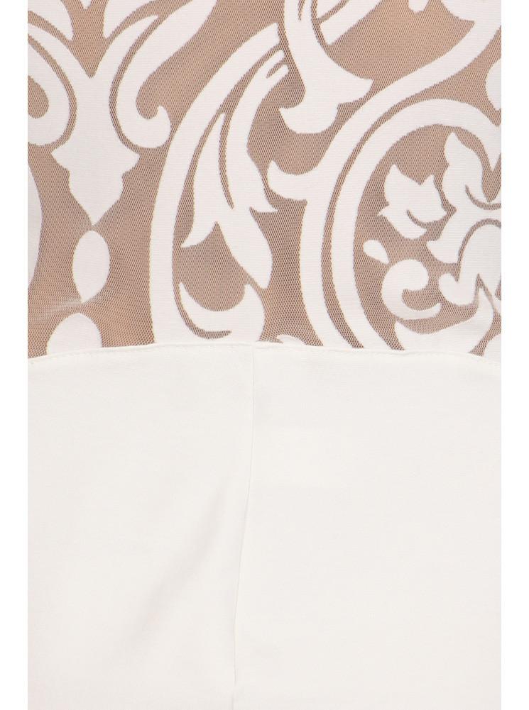 Plus Size Graceful Victorian Print Mesh White Midi Dress
