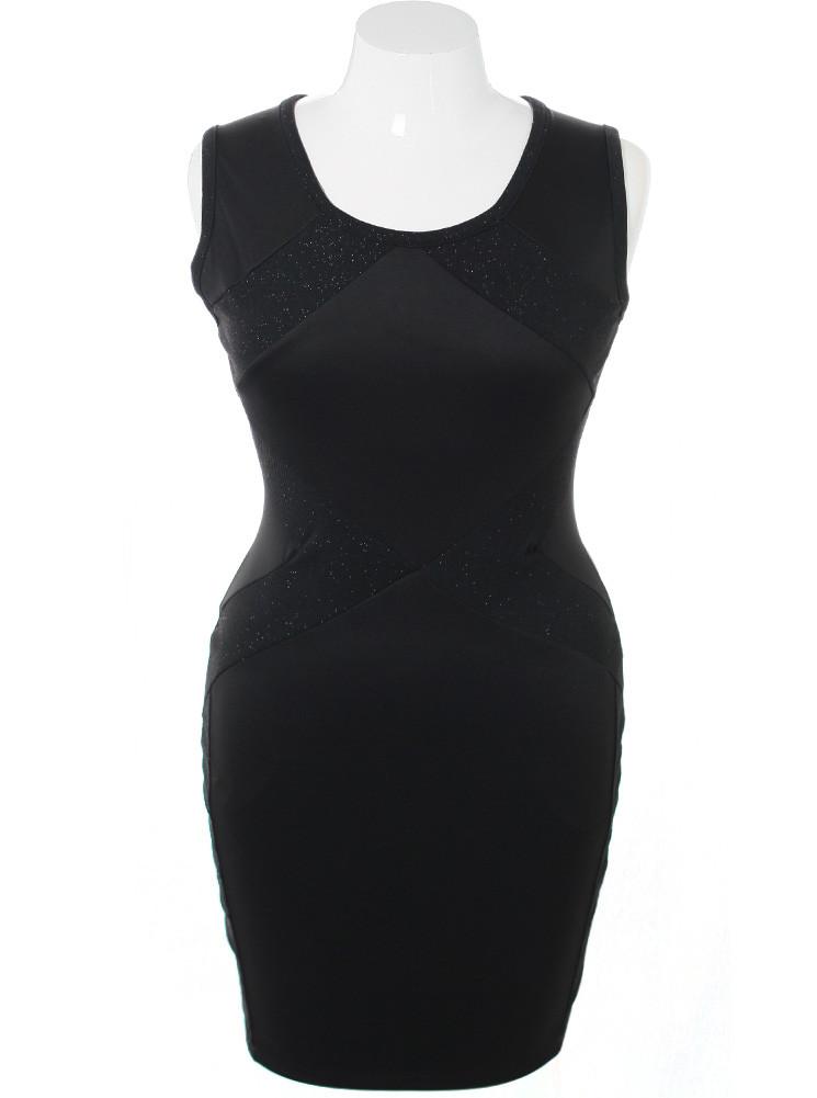 Plus Size Sparkling Diamond Black Dress