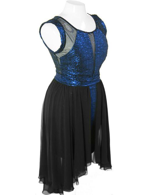 Plus Size Sparkling Sheer Blue Dip Hem Dress