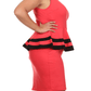 Plus Size Lovely Colorblock Peplum Coral Dress