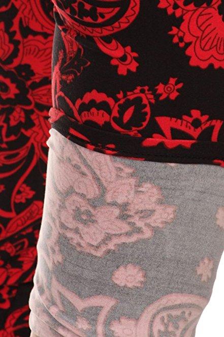 Plus Size Women Soft Crimson Paisley Print Leggings
