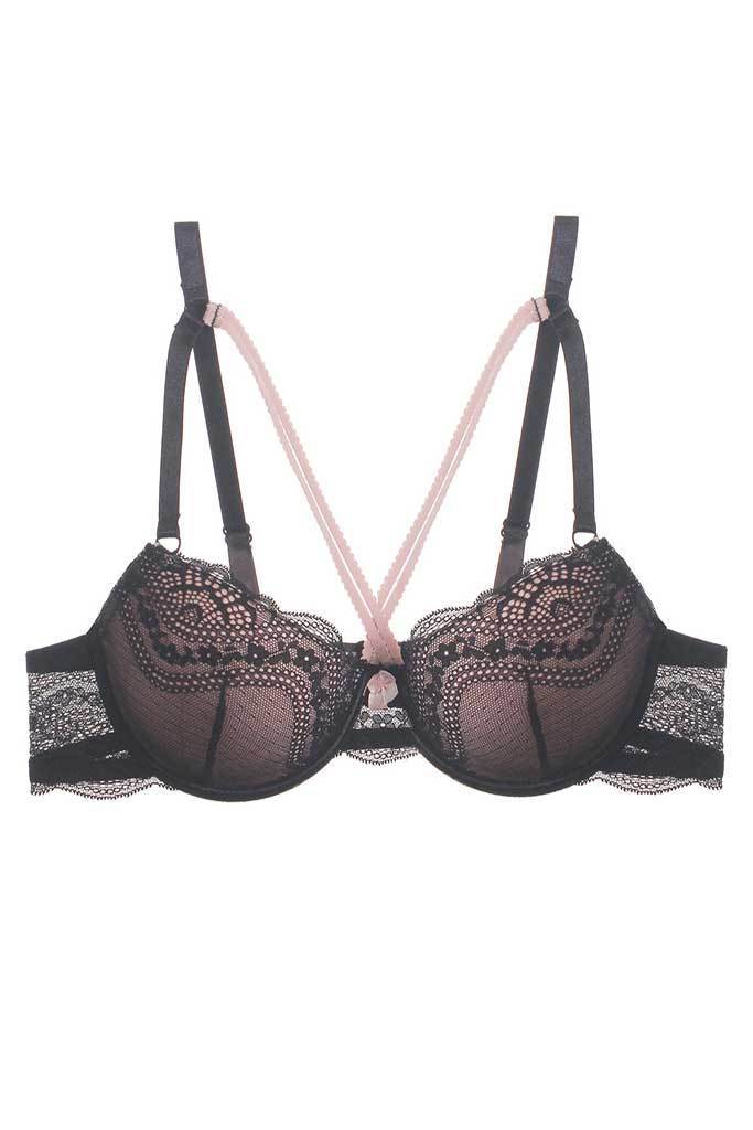 Plus Size Lace Overlay Cup Size DD Bra [Final Sale Item]