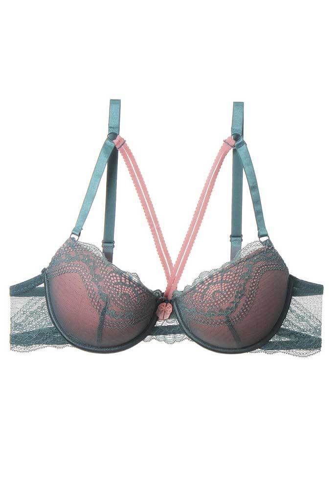 Plus Size Lace Overlay Cup Size DD Bra [Final Sale Item]