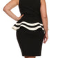 Plus Size Lovely Colorblock Peplum Black Dress