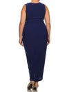 Plus Size Luring Knot Front Navy Blue Maxi Dress