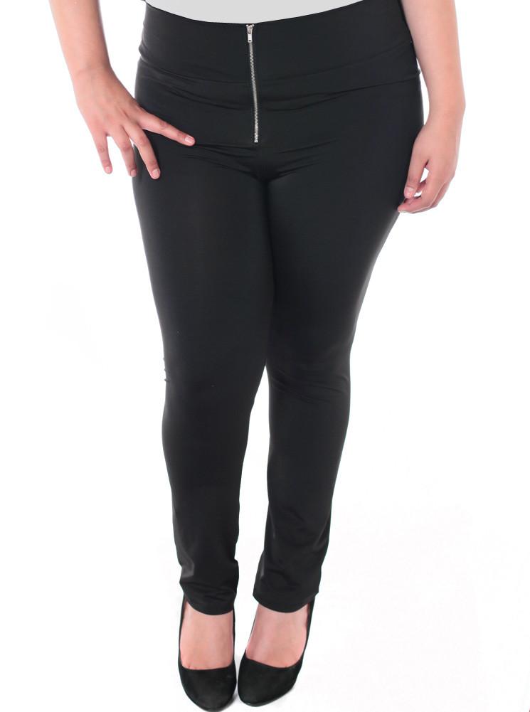 Plus Size Silky Stretchy Zipper Black Pants