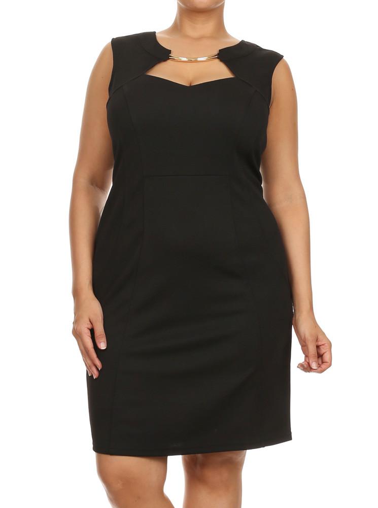 Plus Size Midnight Crush Gilded Neckline Black Dress