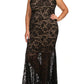 Plus Size Pretty In Floral Crochet Mermaid Maxi Black Dress