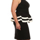 Plus Size Lovely Colorblock Peplum Black Dress