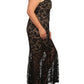 Plus Size Pretty In Floral Crochet Mermaid Maxi Black Dress