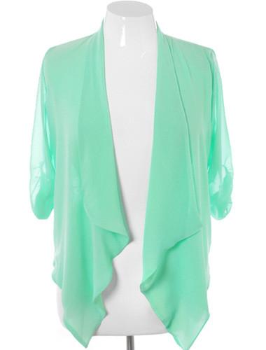 Plus Size Sexy Sheer Chiffon Mint Cardigan