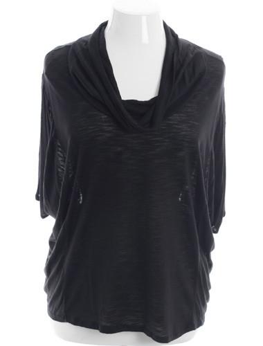 Plus Size Designer Cowl Neck Loose Black Blouse