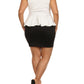 Plus Size Sweet Bow Paisley Print White Peplum Dress