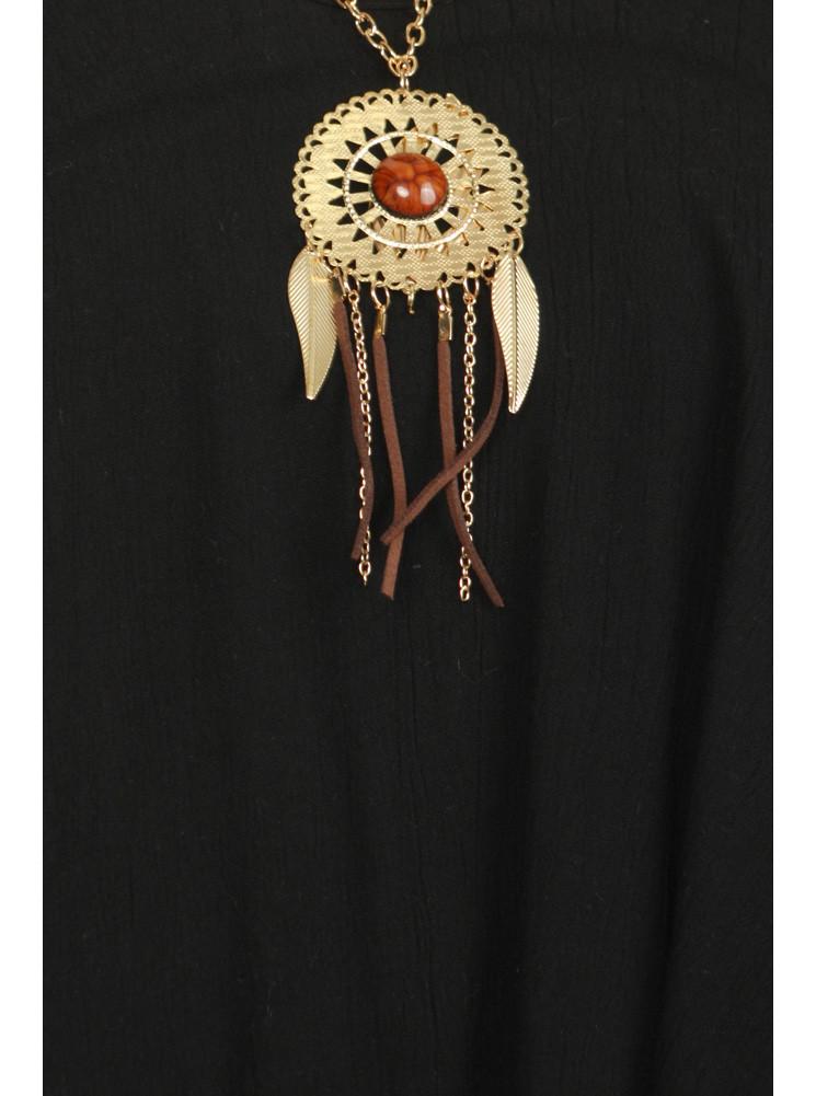 Plus Size Flowy Dream Catcher Necklace Black Top