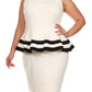 Plus Size Lovely Colorblock Peplum White Dress