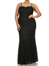 Plus Size Princess Crochet Mermaid Black Maxi Dress