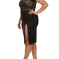 Plus Size Sleek See Through Floral Lace Black Dress