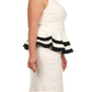 Plus Size Lovely Colorblock Peplum White Dress