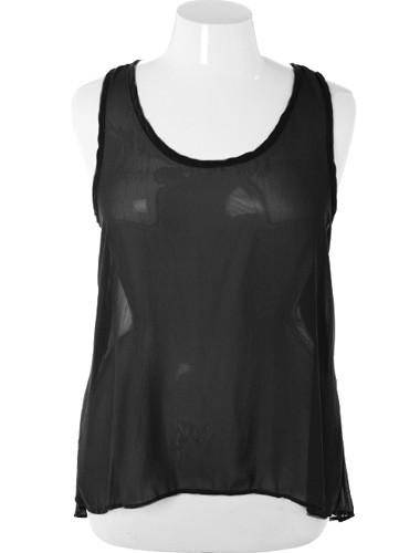 Plus Size Flirtatious Elegant Flowing Soft Black Tank