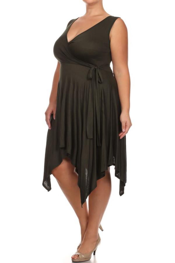 Plus Size Bella Hanky Hem Bow Side Dress