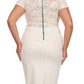 Plus Size Sleek See Through Floral Lace White Dress