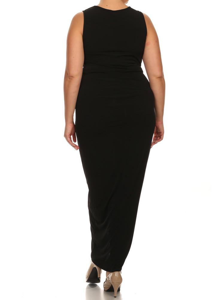 Plus Size Luring Knot Front BlackMaxi Dress
