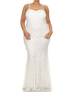 Plus Size Princess Crochet Mermaid White Maxi Dress