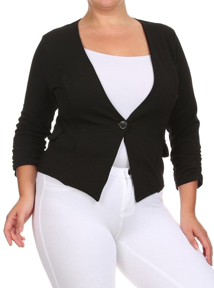 Plus Size City Nights Ribbed Black Jacket