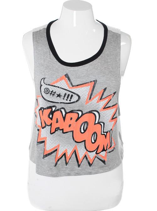 Plus Size Graffiti Grey Crop Top